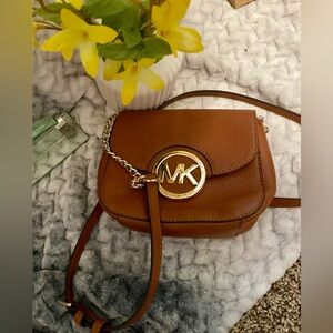 Authentic Luxury MK mini Fulton pebble leather in Honey color crossbody Like new